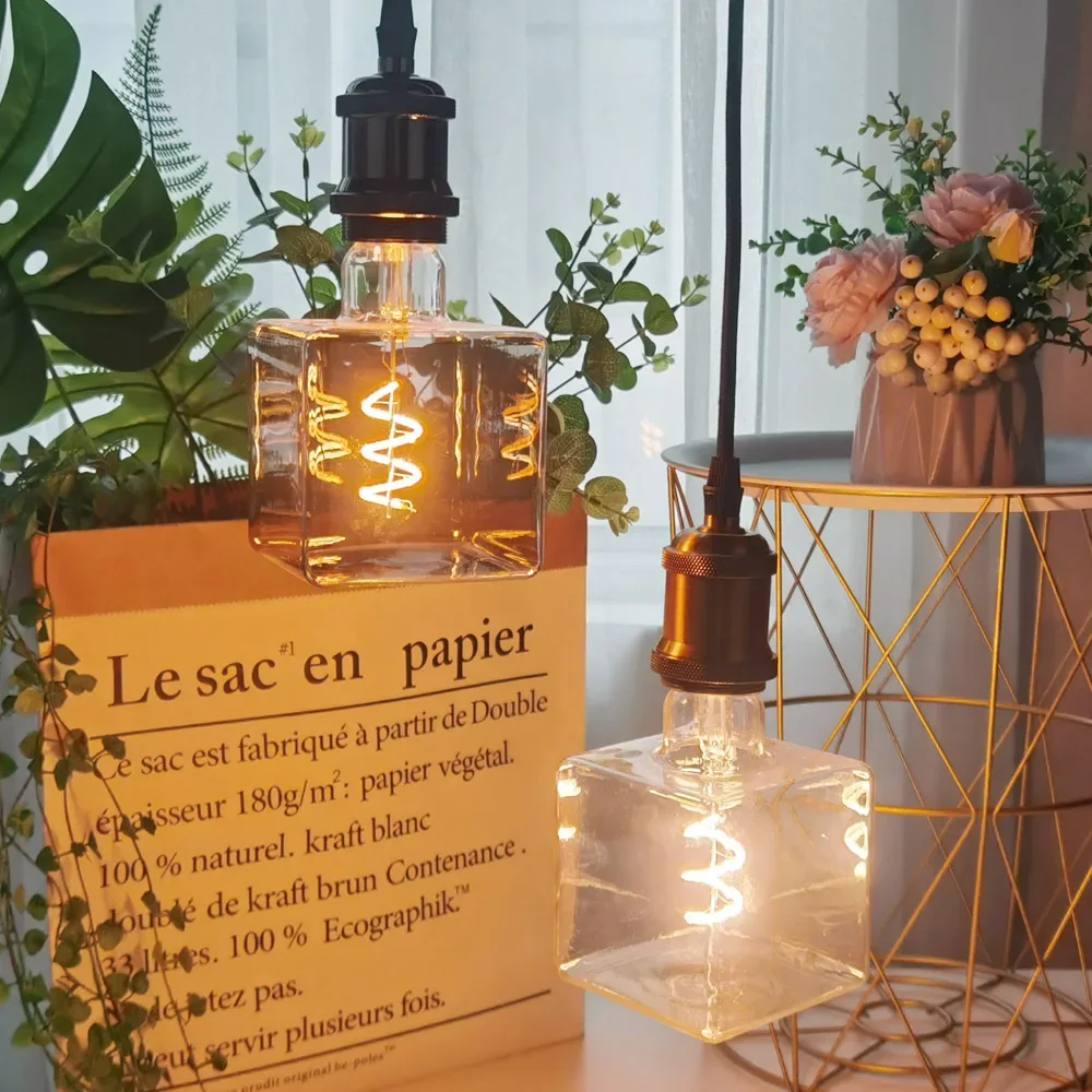 DurableLED Ice Cube Creative Bulb Nostalgic Warm Light Lighting Soft Filament Special Shaped Light Chandelier