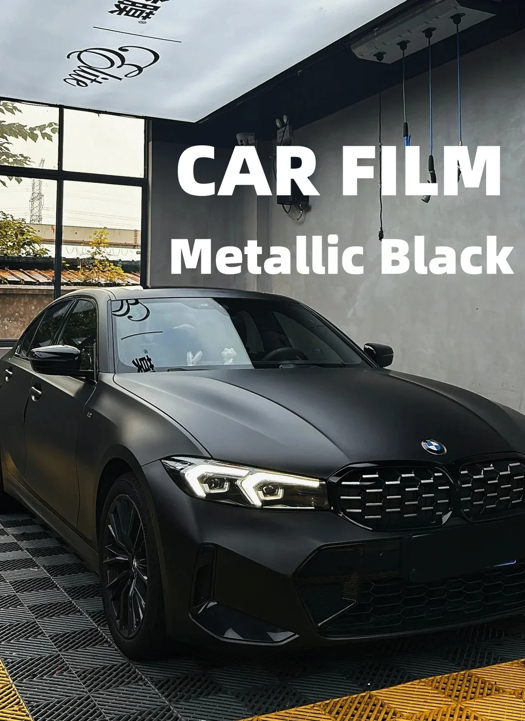 Metallic Black High Quality Car Film PET Full Roll Size 1.52*17 Meters Self Adhesive Wrapping Film Car Decoration