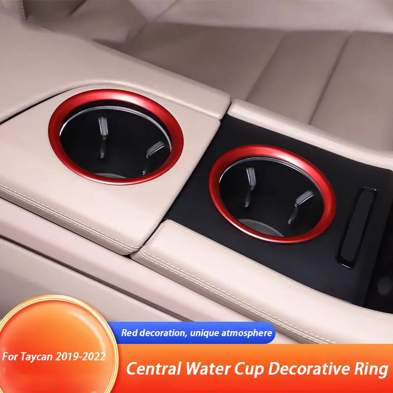 For Porsche Taycan 2019-2026 Car Central Control Water Cup Holder Aluminum Alloy Trim Ring Prevent Attrit Car Accessories