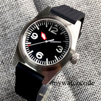 Tandorio Pilot Aviation 38mm 62mas NH35AA PT5000 Automatic Men Wristwatch 200M Diver Steel Clock AR Domed Sapphire Waffle Strap