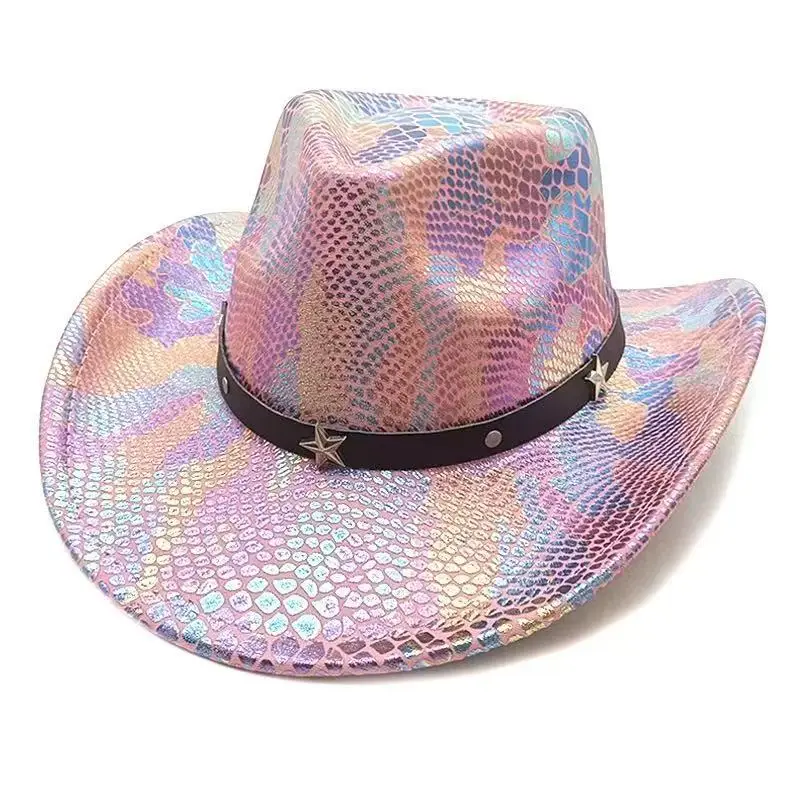 HongLuan Glitter Costume Cappello Adulto e Cappelli da Cowboy Strass per Donna, Cowboy Cosplay Accessori Femminili e Berretto da Cowgirl