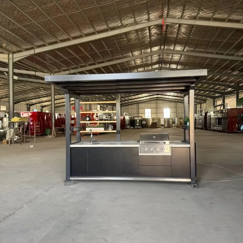Modular outdoor kitchen, multi-function grill with LED lighting, suitable for commercial use in the backyard