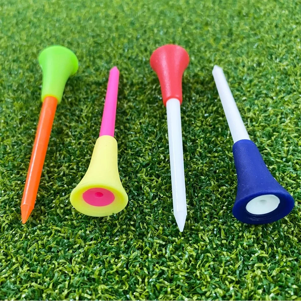 10Pcs Plastic Golf Tees Multi Color 83mm Durable Rubber Cushion Top Golf Ball Holder Golf Accessories