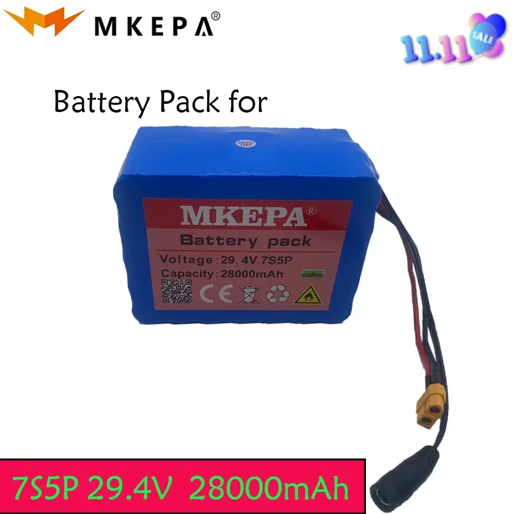 MKEPA High quality 7S5P 24V 28Ah battery 500W 29.4V charger for  lithium-ion batteries