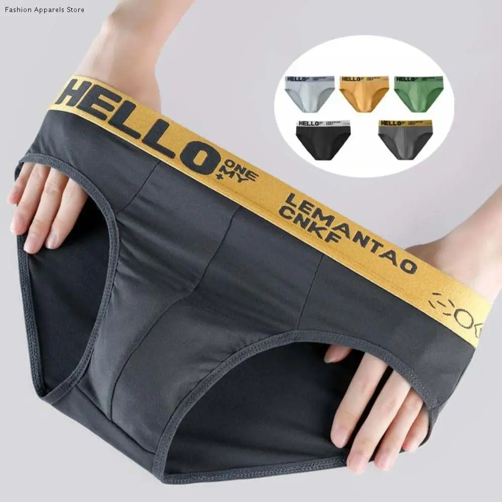 

5PCS Comfortable Low Waist Men Thin Panties Male Lingerie Elastic Underwear for Men Briefs Letter Underpants Four Seasons