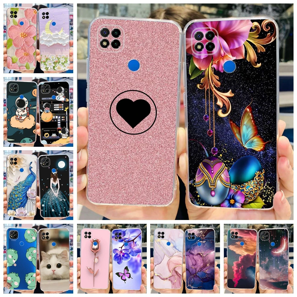 For Xiaomi Redmi 9C Case Redmi9C NFC Back Cover 6.53“ Lovely Heart Butterfly Soft Silicone Funda For Xiaomi Redmi 9C 9 Activ Bag