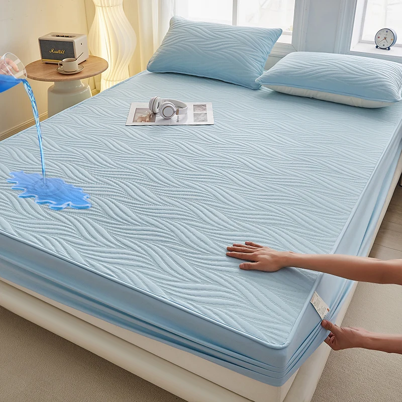 Washed Cotton Waterproof Bed Sheet Urine Isolation Bed Cover Breathable Wrapped Mattress Machine Washable Protective Cover