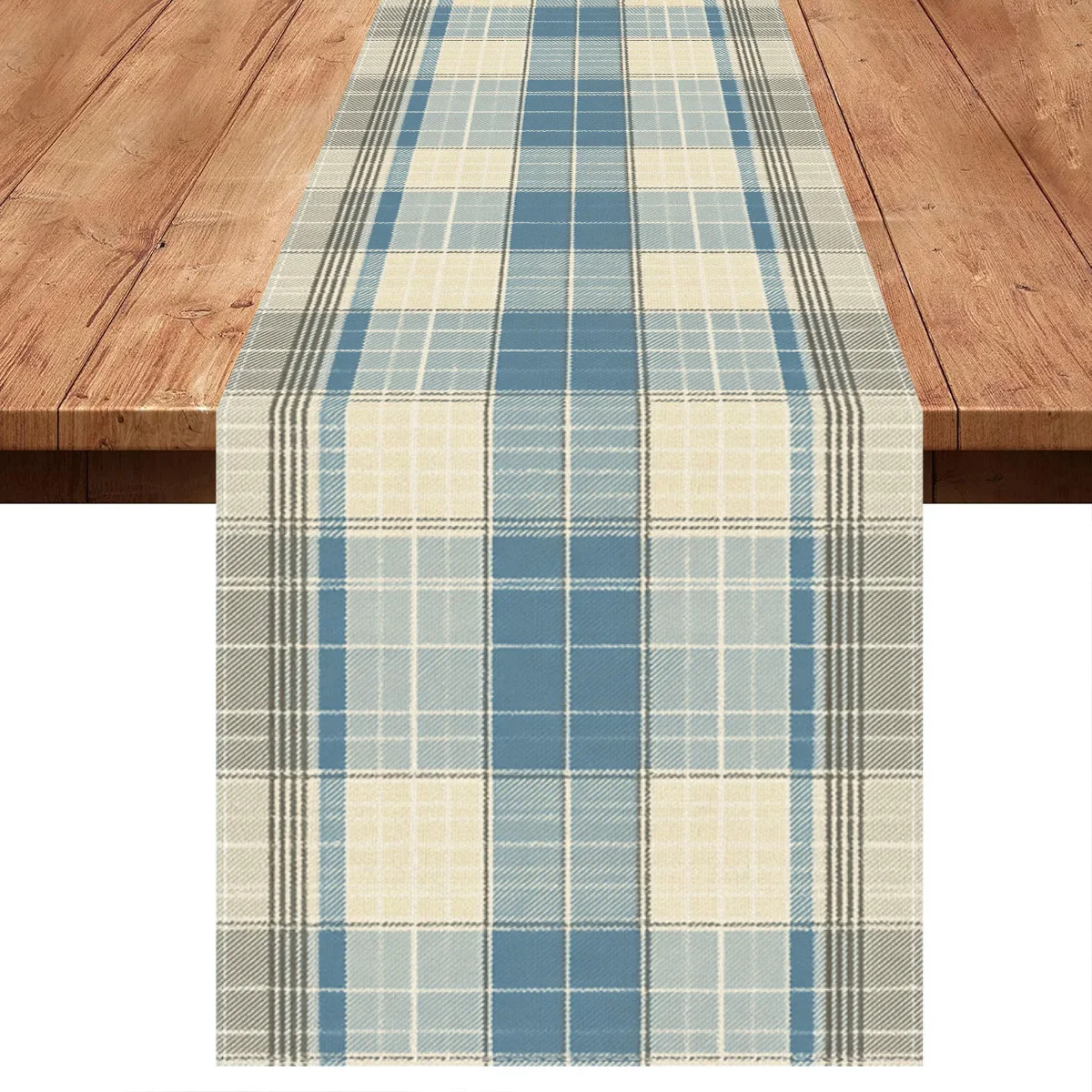 1 Piece of Blue and White Plaid Table Runner in a Fresh Pastoral Style, Suitable for Farmhouse, Indoor, Kitchen, Celebrations, Table Decoration, Restaurant, and Banquet Decoration Supplies