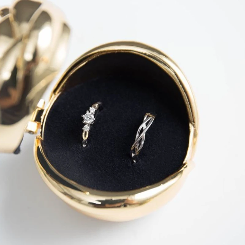 Rose Ring Box Vintage Rings Packaging Boxes Luxury Aesthetic Wedding Ring Storage Case Metal Valentine's Day Gift Rings Cases - view 5