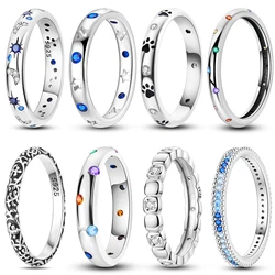 Rings 925 Silver Star Moon Colorful Sparkling Zircon Simple Rings For Women Exquisite Wedding Engagement Birthday Jewelry Gifts