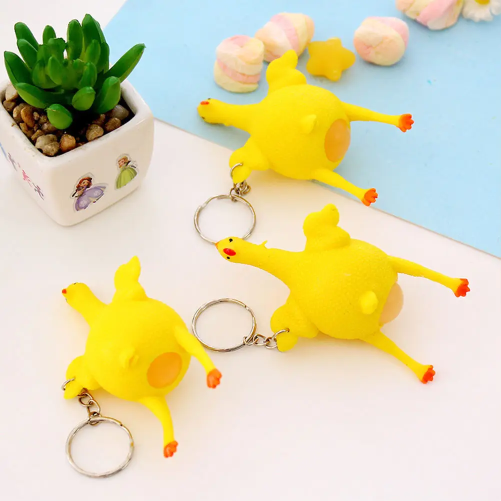 6 Pcs Stylish Key Ring Yellow Chicken Shaped Keychains Decoration Holder Small Gift Kids Toys