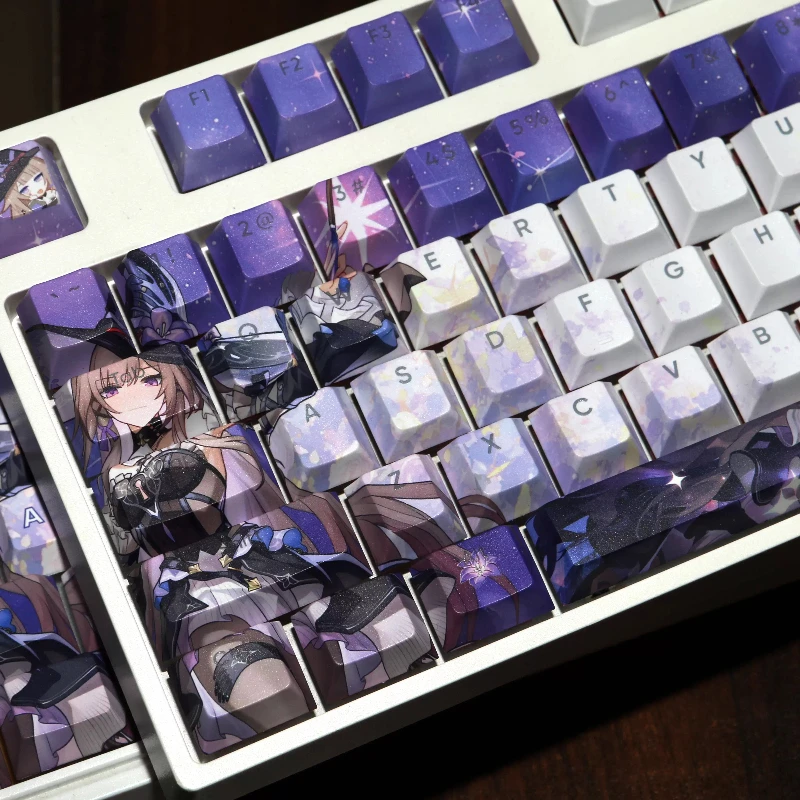 120 Keys The Herta Keycaps Game Honkai: Star Rail Theme Keycap PBT DYE-Sub Cherry Profile Key Cap for Cosplay Doujin Gifts