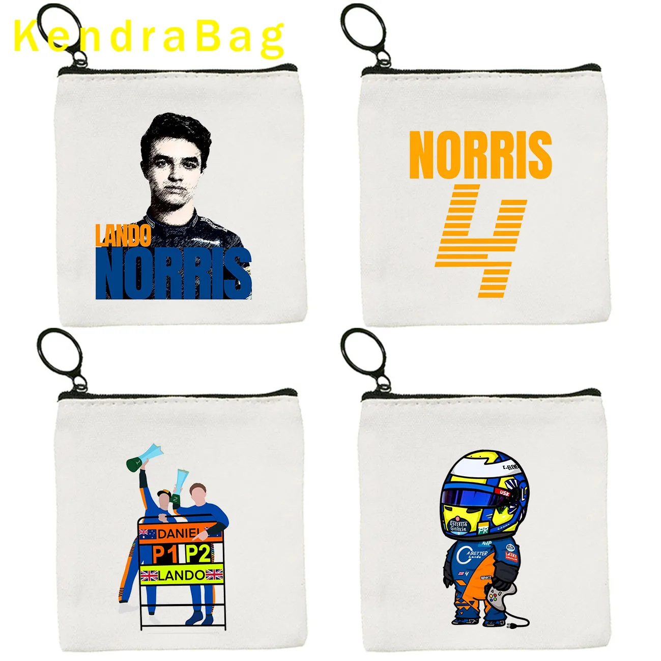 

Racer F1 Car Lando Norris 4 Formula 1 Racing Daniel Helmet Key Coin Purse Canvas Bag Pouch Storage Cotton Bag Wallet Zipper Gift