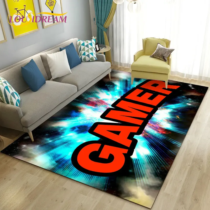 3D Cartoon Gamer Game Over Area Rug Large,Carpet Rug for Living Room Bedroom Sofa Doormat Decoration,Kid Play Non-slip Floor Mat