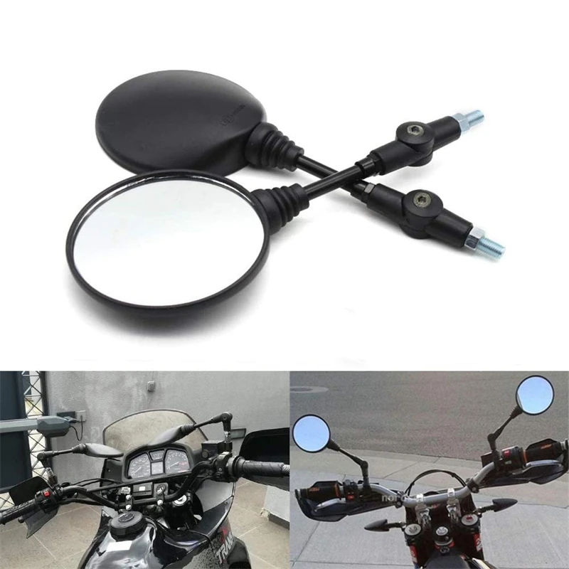 Universal Round Motorcycle Rear View Side Mirrors 8mm/10mm Anti-fall Folding Mirrors for Kawasaki KLX250KL250 Tibetan KDX250 650