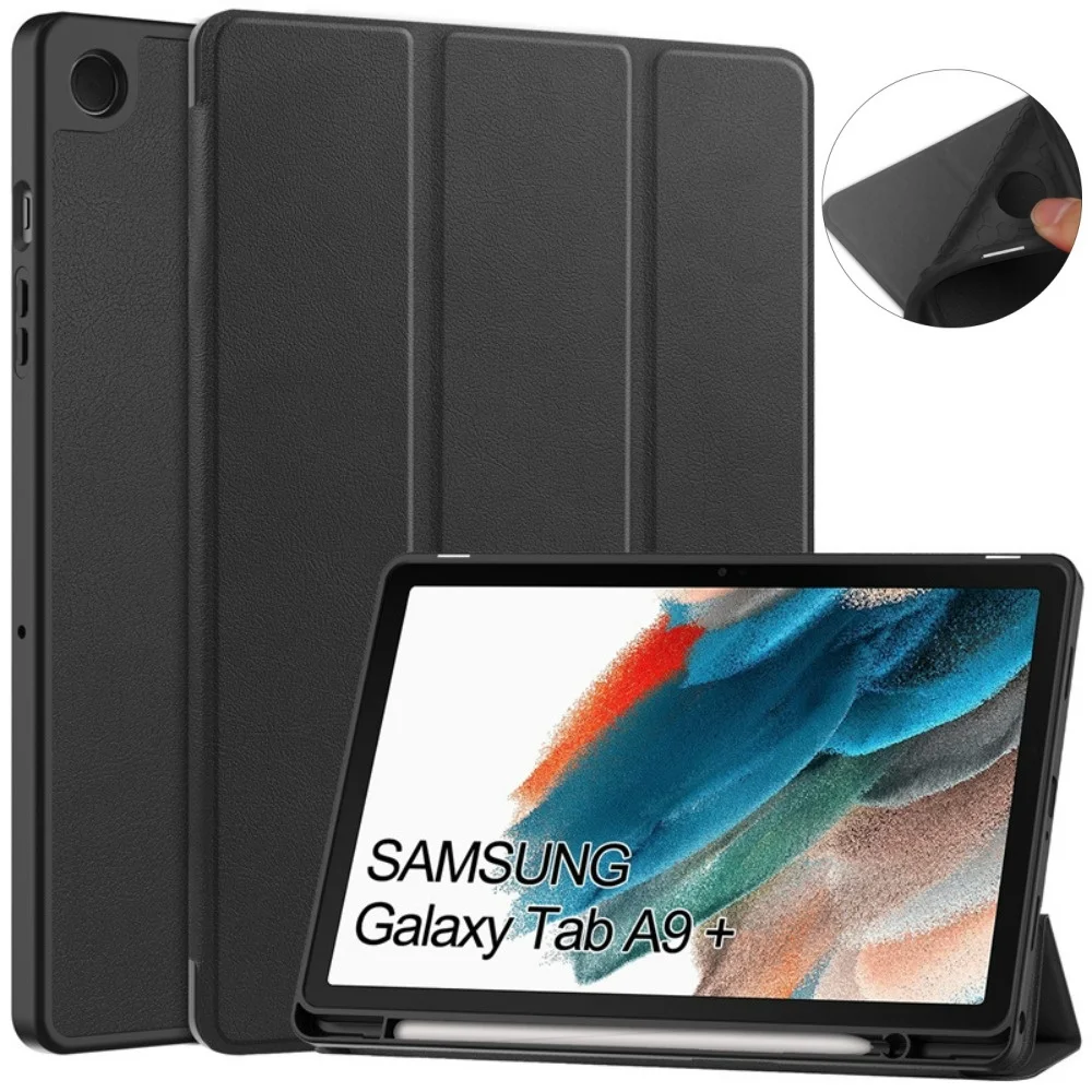 Hülle für Samsung Tab A9 Plus mit Stifthalter, Flip-Standfunktion und Magnetverschluss, geeignet für Galaxy Tab A9+ 11 Zoll, Modell SM-X210 X216.