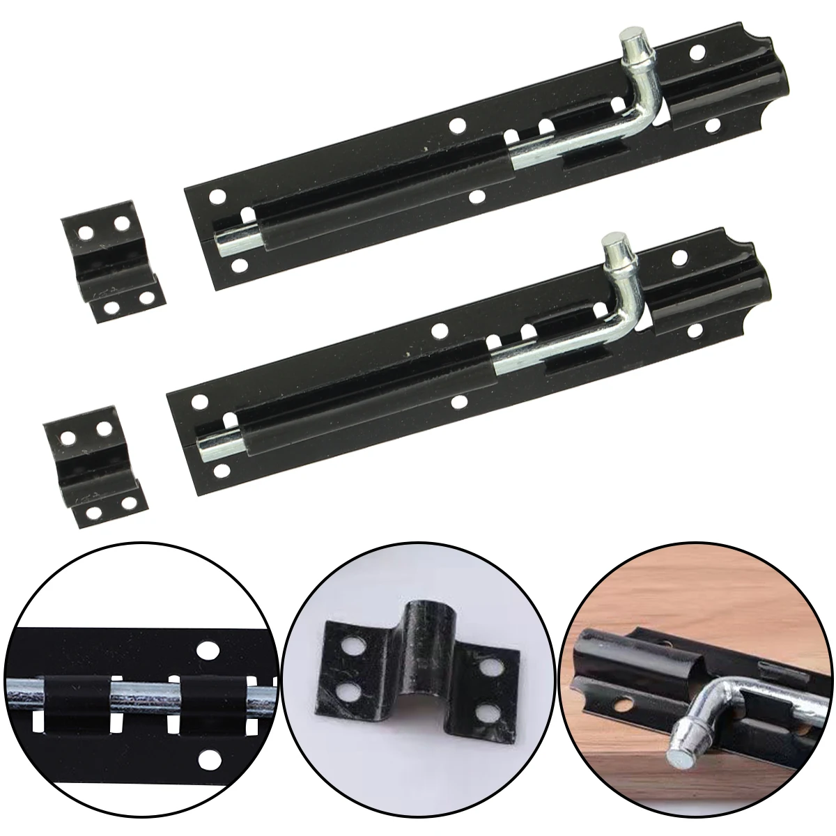 

2 Pcs Black Iron Garden Gate Latch Shed Door Tower Barrel Bolt Slide Lock Hardware