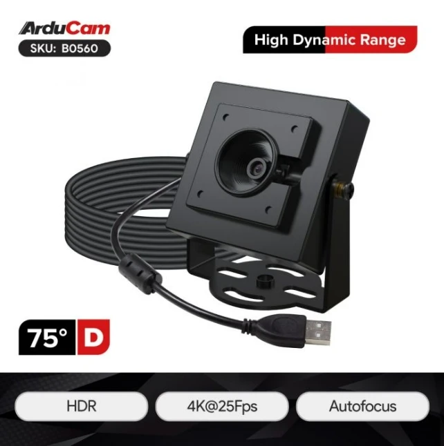 

УФ-камера 4K HDR AutoFocus USB2.0, полное сенсорное покрытие, Arducam ezBOX-HDR
