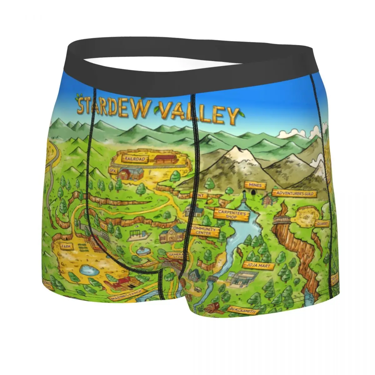 Custom Stardew Valleys Map Underwear Men Printed Farm Game Boxer Briefs Shorts Panties Breathable Underpants