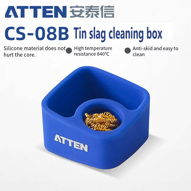 ATTEN CS-08B High Temperature Resistant Silicone Tin Slag Box Soldering Iron Nozzle Cleaning Ball Soldering StorageTools