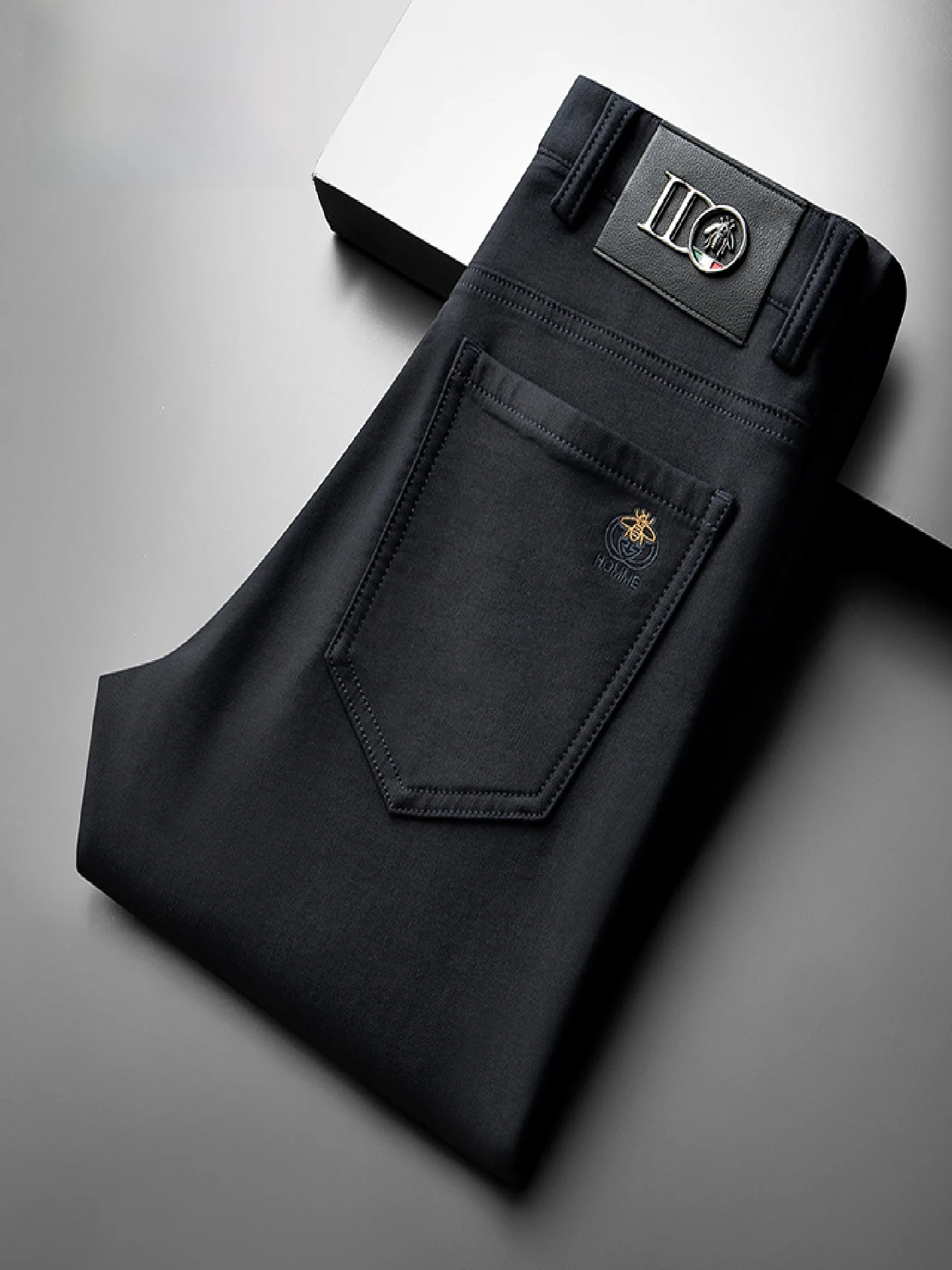 

Embroidered Slim Fit Men's Casual Pants Straight Leg Busin Casual High End Faion Brand TUCANO Cotton Blend