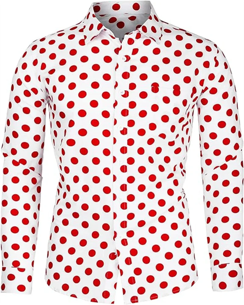 Fashion Men\'s Shirt 3D Printing 10 Color Dots Long Sleeve Slim Shirt Lapel Button Long Sleeve Clothing Designer Design S-6XL