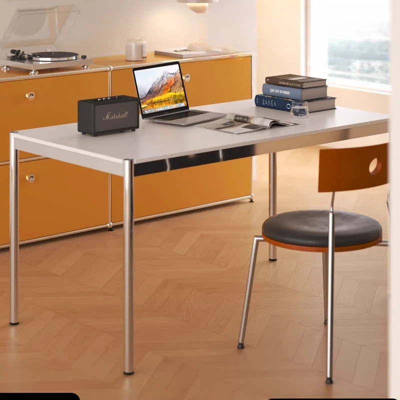 

Medieval Bauhaus computer office table Nordic simple rectangular dining table household stainless steel desk writing desk