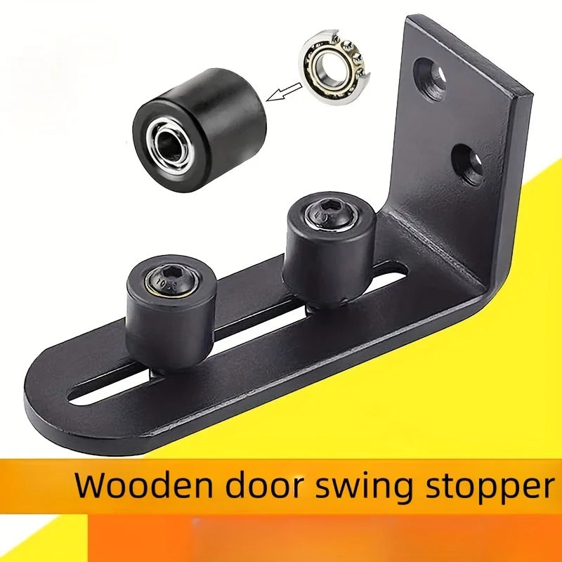 Adjustable Barn Door Floor Guide Double Roller Flush Wall Mounted Stay Roller Hardware for Sliding Doors No Floor Damage