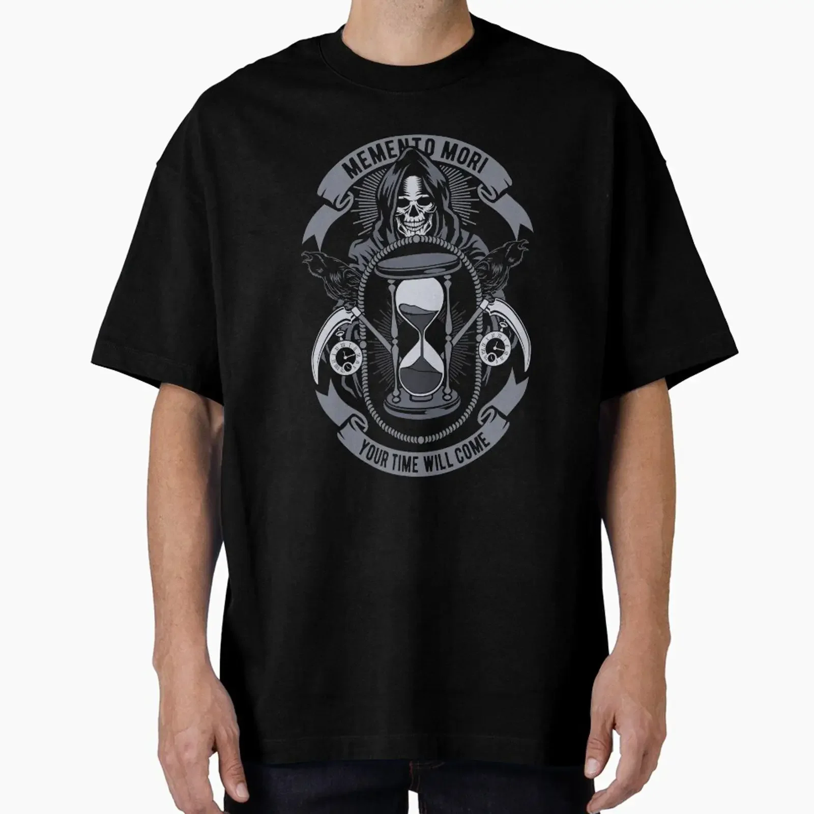 Memento Mori designed and sold by ichtees vintage Washed Stylish Versatile Breathable homme Slightly Top For Everyday Wear