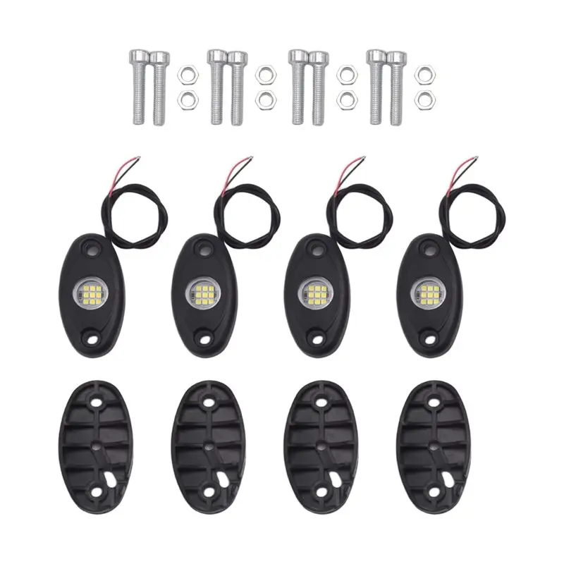 4Pcs 9LED Super Bright Rock Light Kit LED Waterproof LED Neon Underglow Light For Off Road Truck Boat