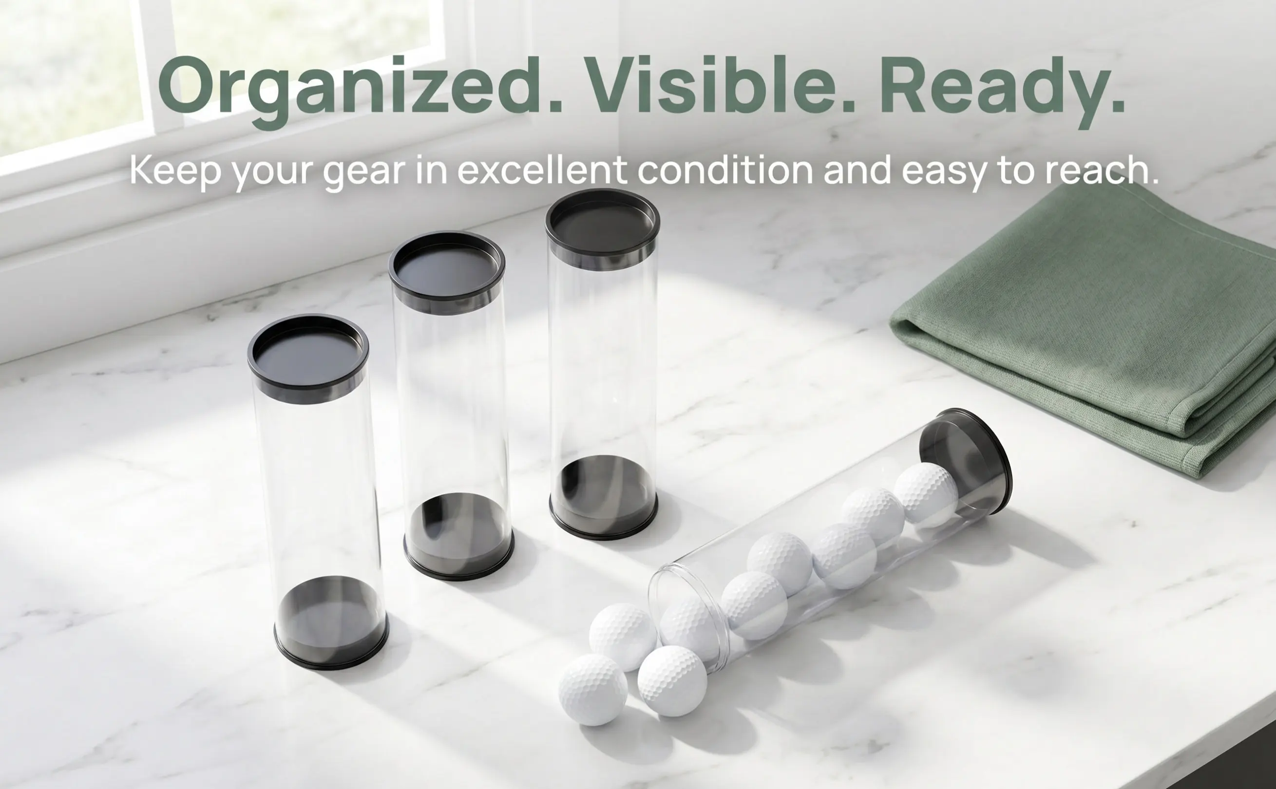 4Pcs Transparent Golfs Ball Containers Sturdy Plastic Tubes for Home Shop Display Portable Golfs Ball Storage Carrying Case