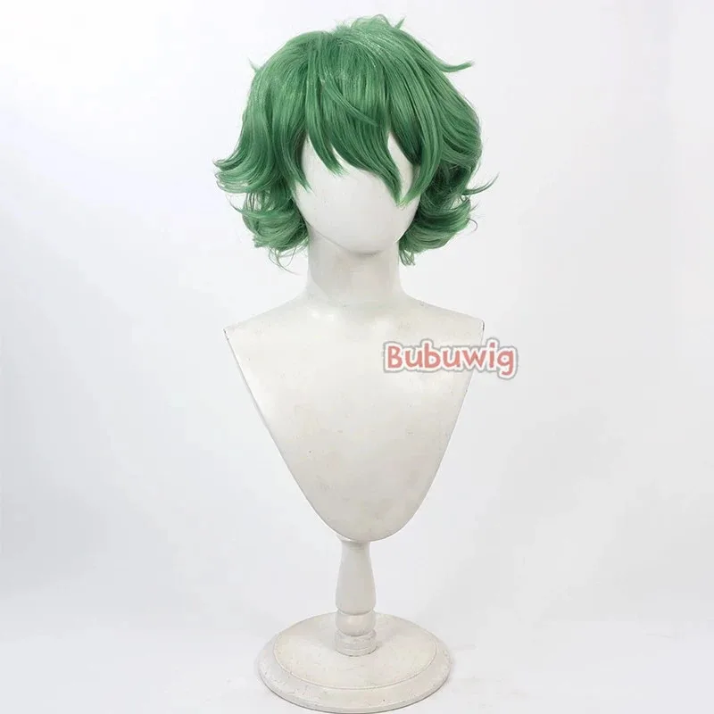 Cybubuwig cabelo sintético majima cosplay perucas lycoris recoil majima roleplay halloween 30cm curto ondulado verde peruca masculina resistente ao calor