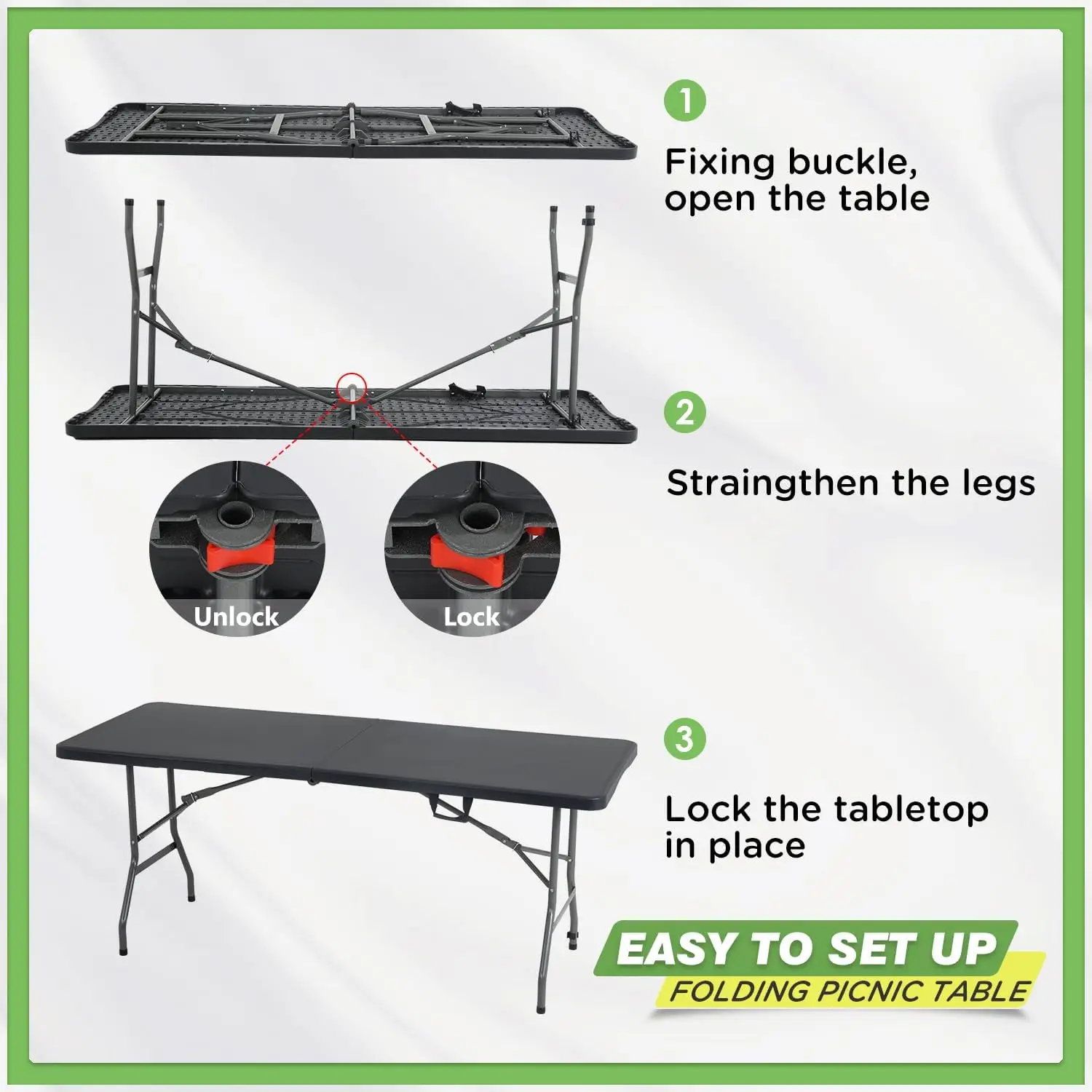 طاولة تخييم قابلة للطي في الهواء الطلق، طاولة بلاستيكية بارتفاع مربع، طاولة طعام مثالية للنزهات والحفلات والحفلات والتخييم، ساخنة