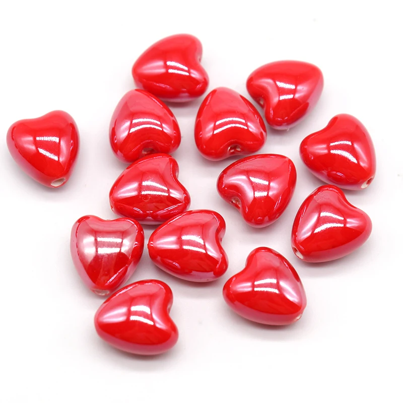 10pcs Love Heart Shape Ceramic Beads For Jewelry Making Bracelet Necklace12x13mm Heart Porcelain Spacer Beads DIY Accessories