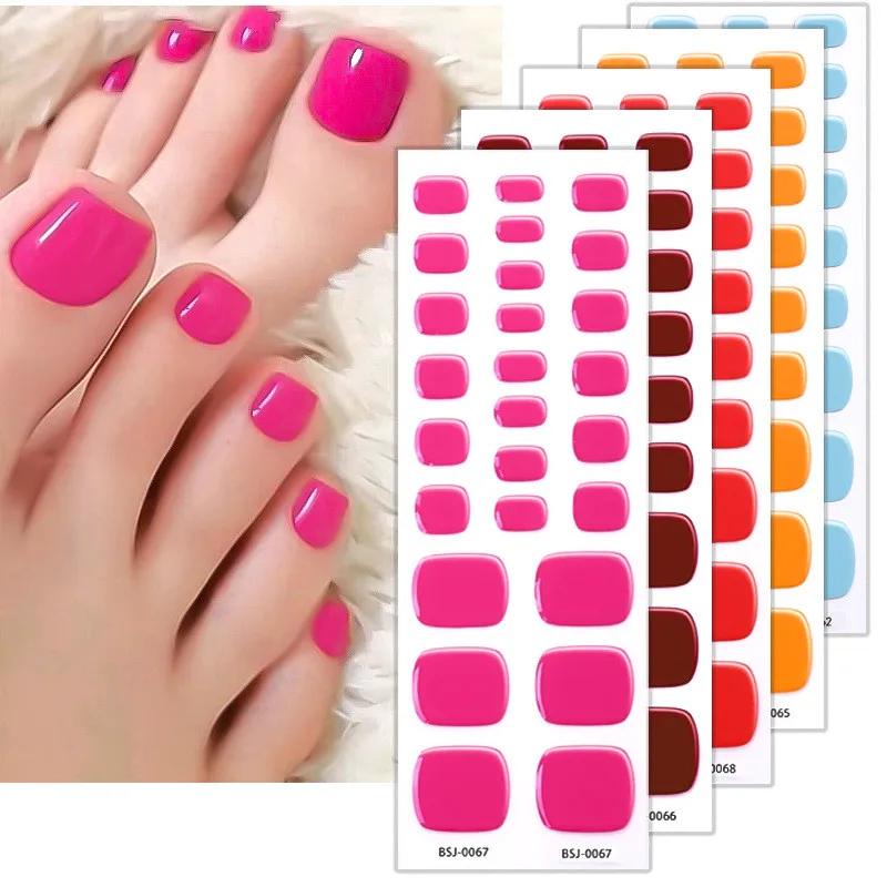 

UV Gel Toenail Sticker, Solid Color French Nail Sticker, Semi Curing Foot Sticker, Needs UV Lamp
