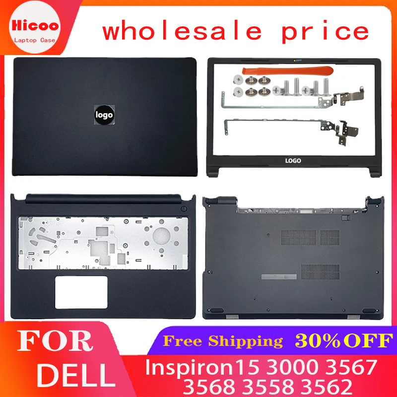 laptop para dell inspiron lcd tampa traseira moldura frontal dobradicas parte inferior case superior 3567 3568 3558 3562 novo case 01