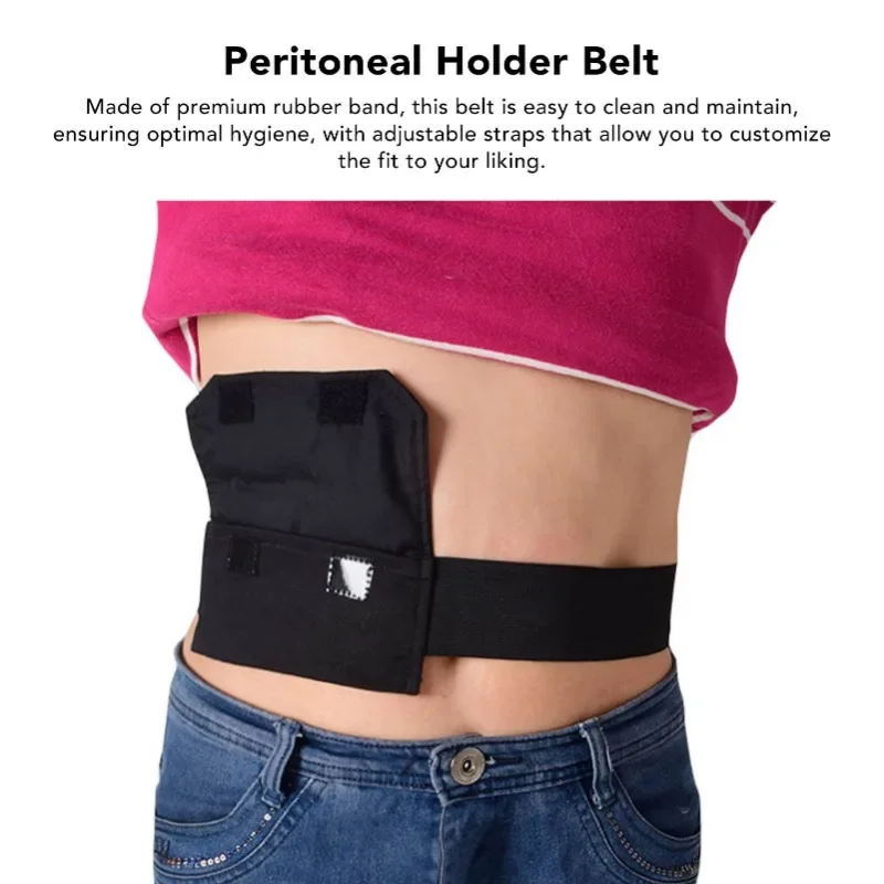 Peritoneal Dialysis Catheter Belt Tube Holder with Bag Pocket Adjustable Peritoneal Tube Protection Rubber Band for Patients