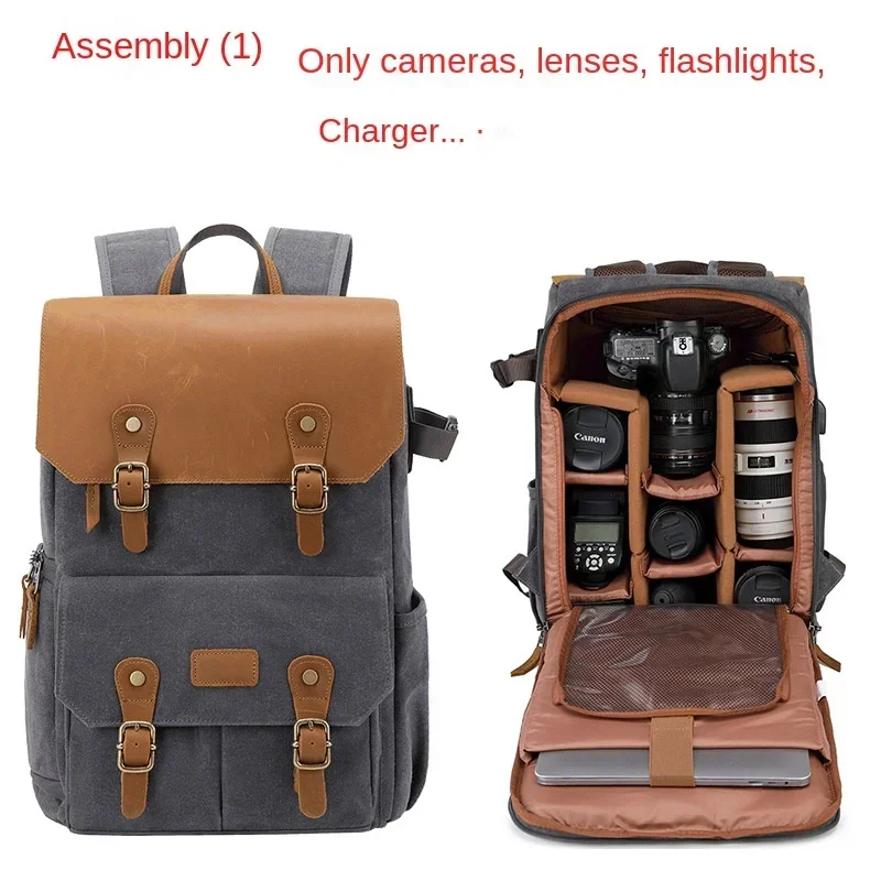 New Small DSLR Double Shoulder Camera Bag Waterproof Theft-proof High-capacity Canvas UAV Bag Outsourced Double Shoulder