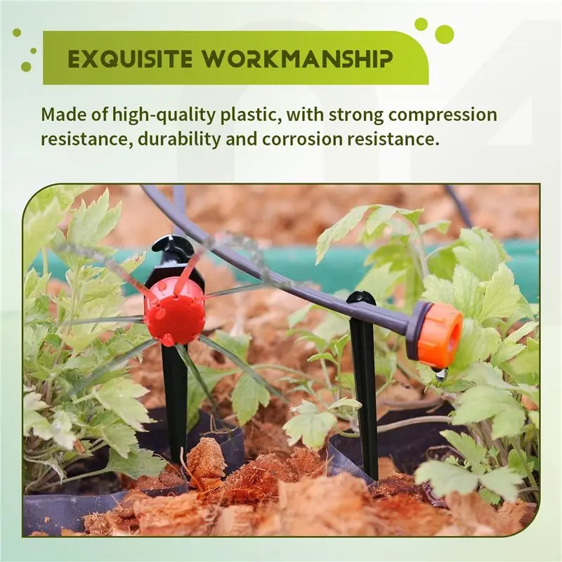 ABAH-Irrigation Drip Support Stakes 1/4 Inch Tubing Hose For Vegetable Gardens Flower Beds Herbs Gardens Black 200 Pack