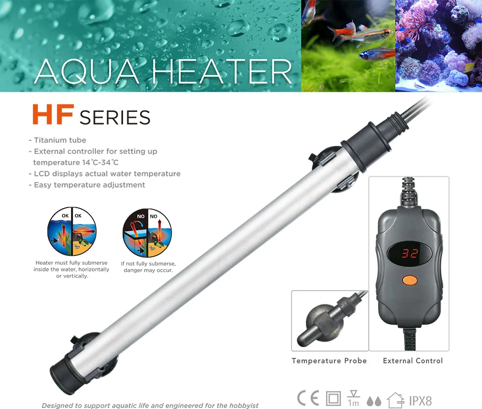 New Induction 300W Seabillion Finnex Controller Titanium Heater Aquarium with Digital Display