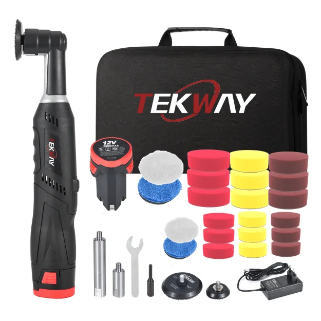 12V Cordless Dual Action Battery Car Mini Polisher with RO DA Switch and 1.2in/2in Backing Pad