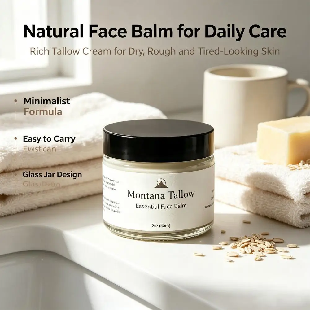 Montana Tallow Essential Face Balm Hydrating Repair Dry Skin Essential Facial Balm Deep Moisturizing Nourishing Skin Care Cream