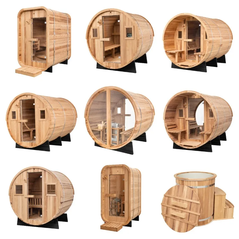 Traditional 6-Person Outdoor Sauna Room  Red Cedar Square Sauna House