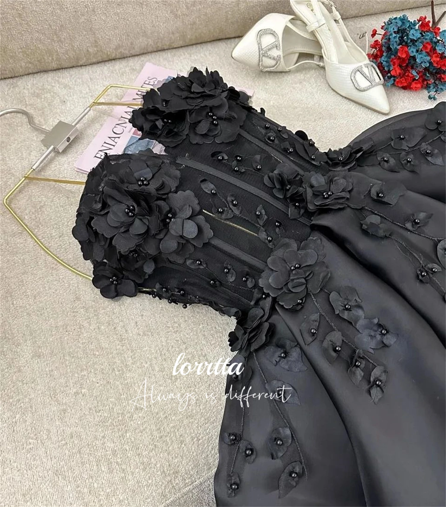 Evening Dress Mesh Customized Satin Fabric 3D Flower Decoration Elegant Women's Luxury Party Dresses for Special Occasions Prom