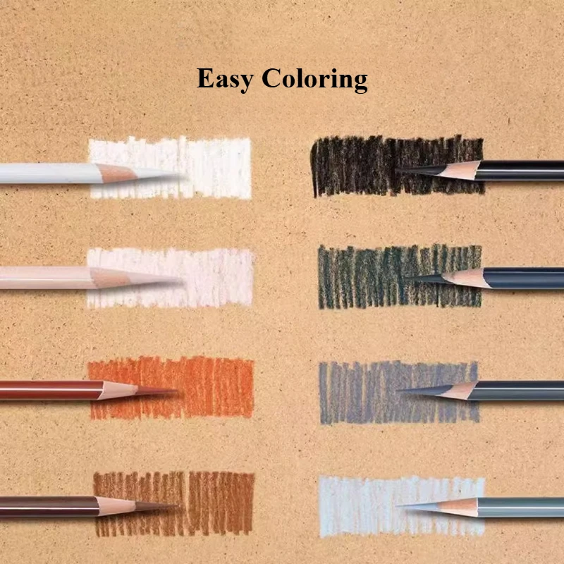 مجموعة أقلام رسم فحمية ملونة من MIYA مكونة من 8 قطع لرسم رسم وصورة لوازم فنية للمبتدئين والفنانين