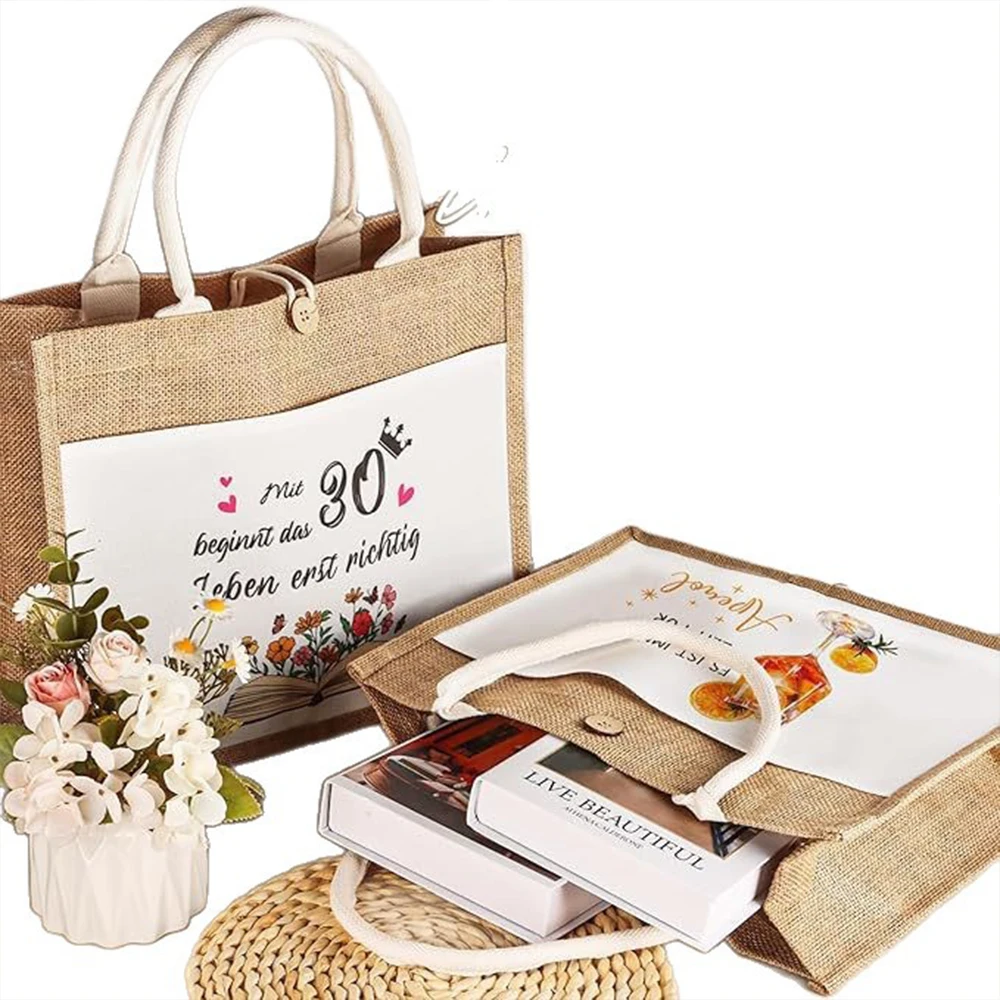 

Ручная сумка для покупок по индивидуальному заказу, льняная холщовая сумка, подарок на день рождения для друзей, коллеев, семьи, большая сумка с вашим собственным узором