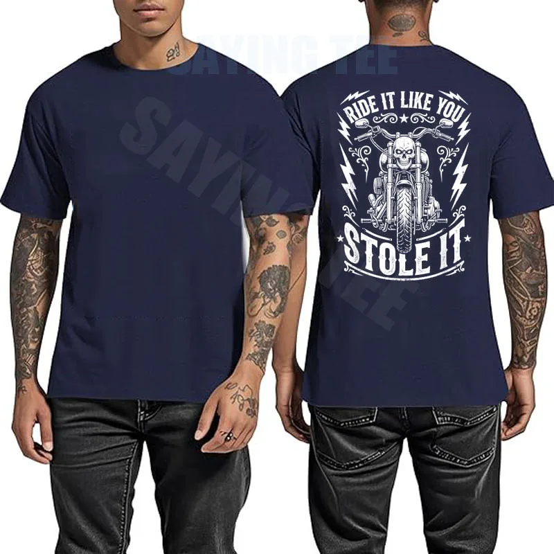 Ride Like You Stole It Biker Lustiges Vater-T-Shirt für Motorradliebhaber Y2k Motorrad-Grafik Herrenkleidung Vintage Spruch T-Shirt – Detail 9