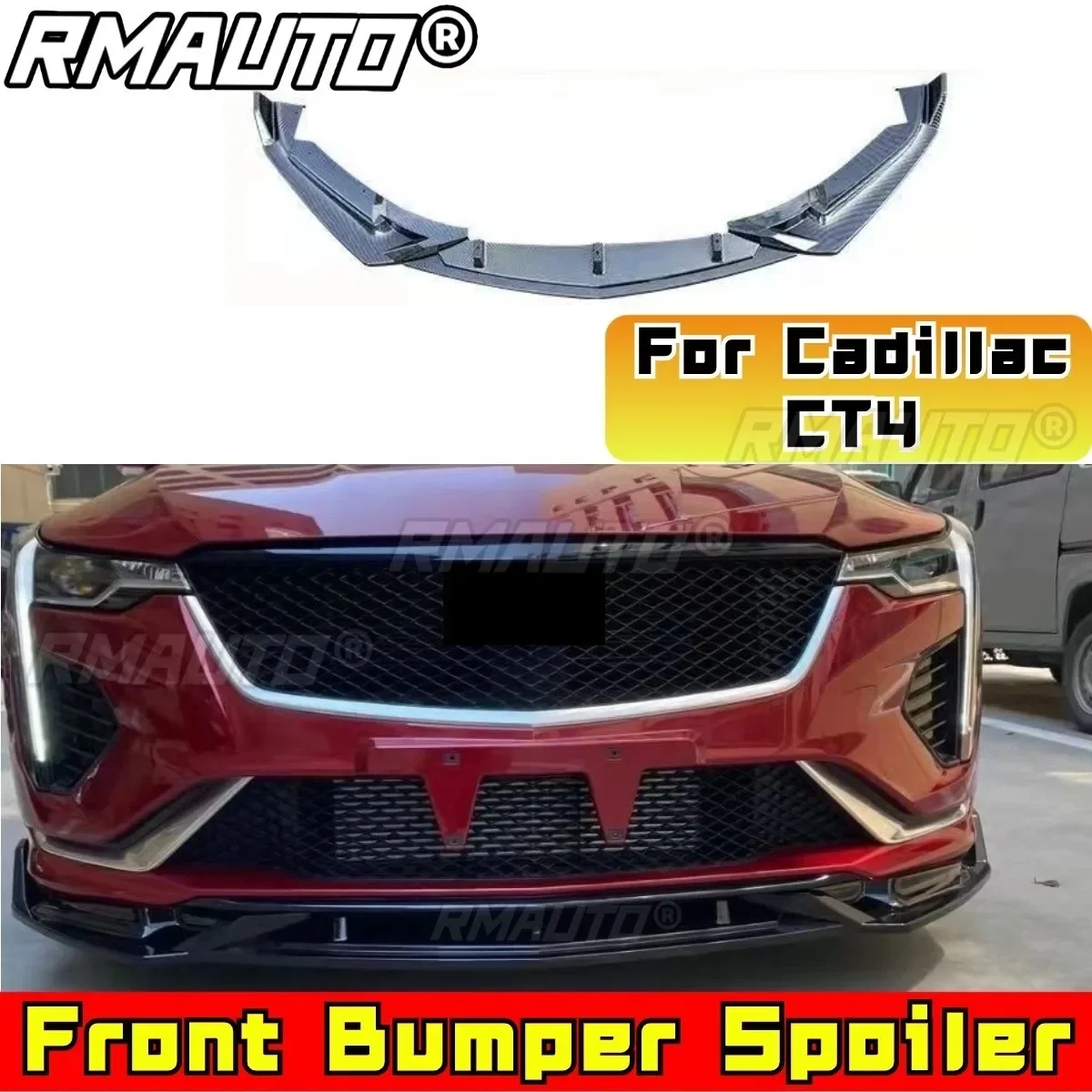 For Cadillac CT4 Car Front Bumper Lip Splitter Diffuser Spoiler Bumper Guard Car Accessories For Cadillac CT4 Modification Part