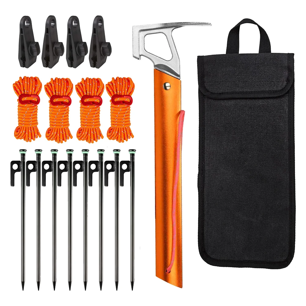 18 قطعة 11.8 بوصة خيمة معدنية حصص مع عاكس التخييم حبل التخييم خيمة ترحال اكسسوارات للتخييم التنزه حديقة الأرض