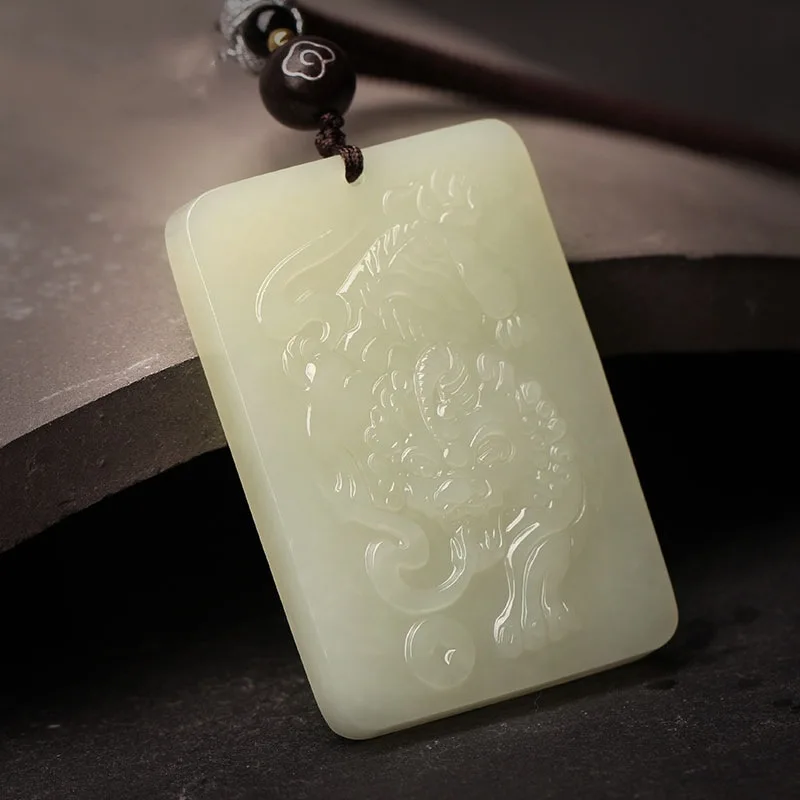 Hetian Pixiu , Jadeite Men Women, Fortune-Bringing And Luck-Enhancing White Jade Pendant